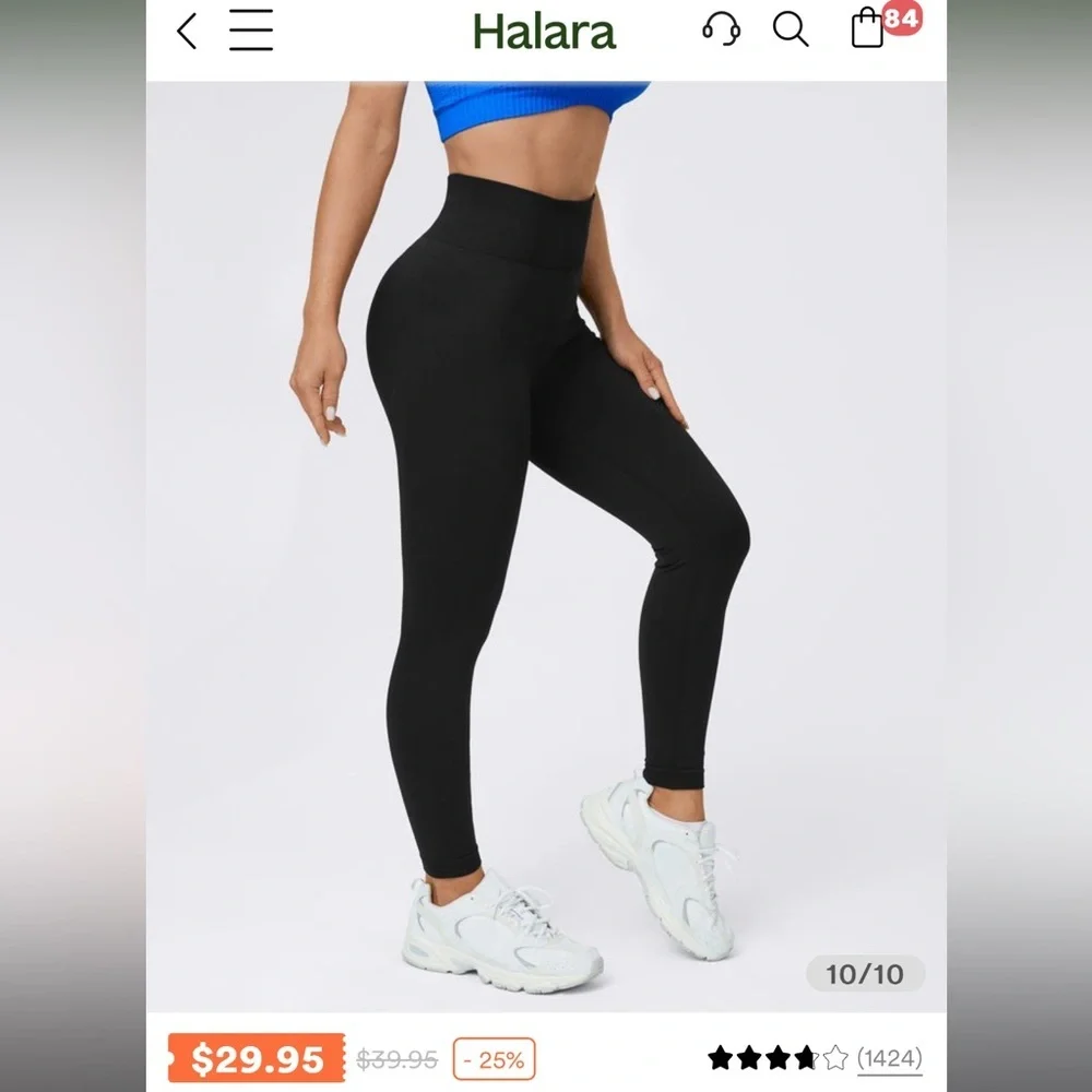 NEW Halara Seamless Flow High Waisted Plain Butt Lifting Leggings in Black - Picture 11 of 15